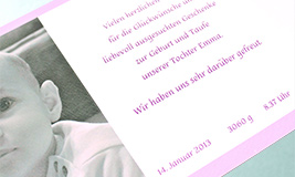 Danksagungskarten für die Glückwünsche zur Geburt