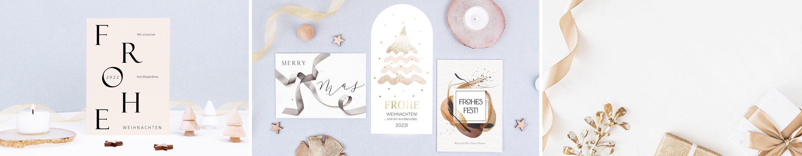Geschäftliche Weihnachtskarten in verschiedenen Formaten und Designs