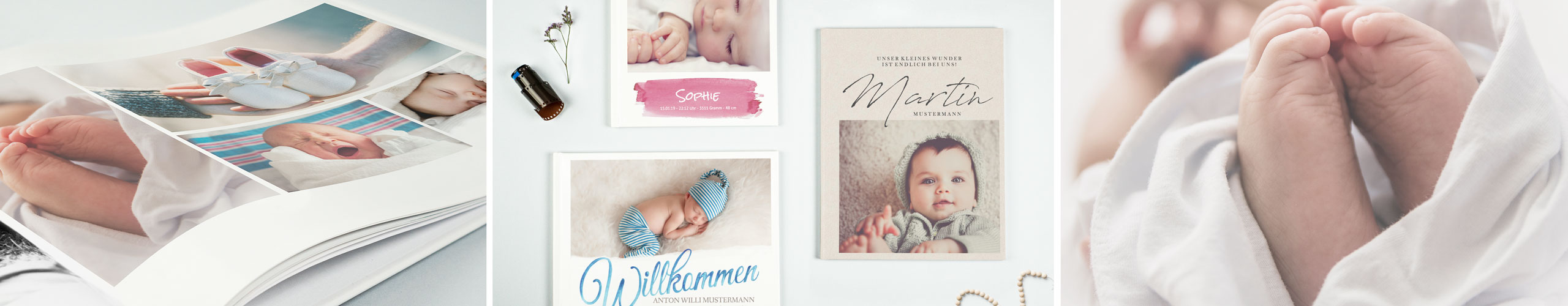 Baby-Fotobücher mit verschiedenen Designs