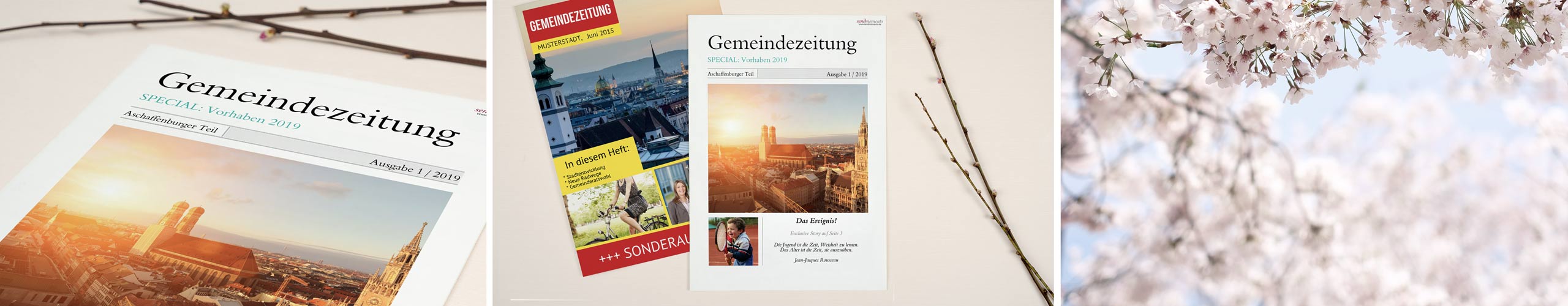 Gemeindezeitung mit verschiedenen Motiven