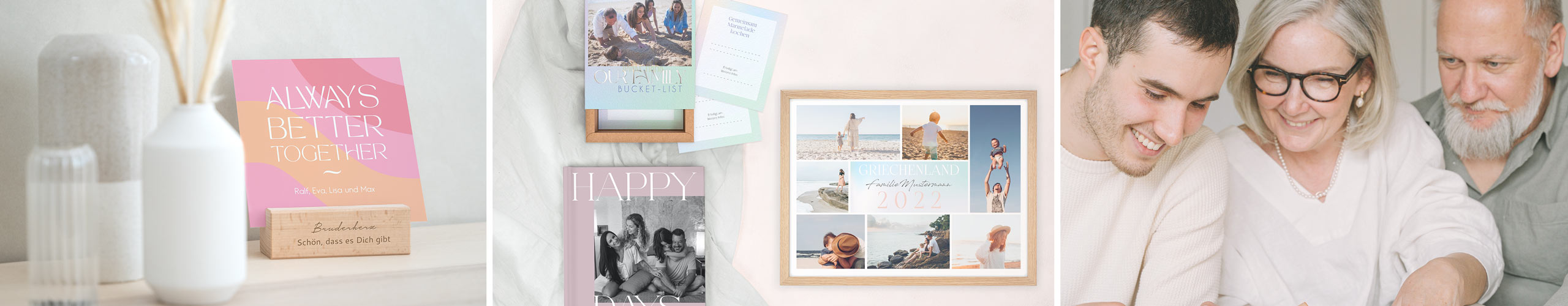 Wandbild, Bucket List und Tischkalender als persönliche Geschenke für Eltern