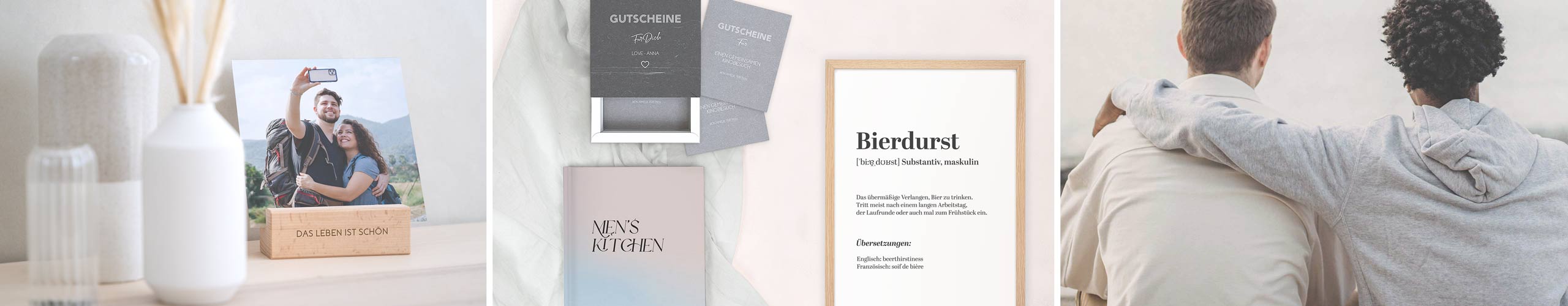 Wandbild, Tischaufsteller und Rezeptbuch als Geschenke für Männer