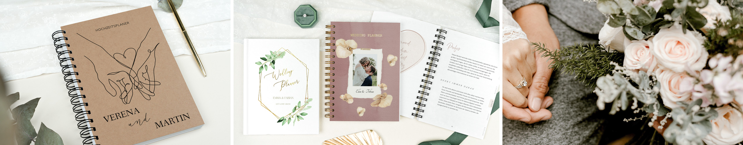 Personalisierte Hochzeitsplaner: Bücher mit Checklisten in verschiedenen Designs
