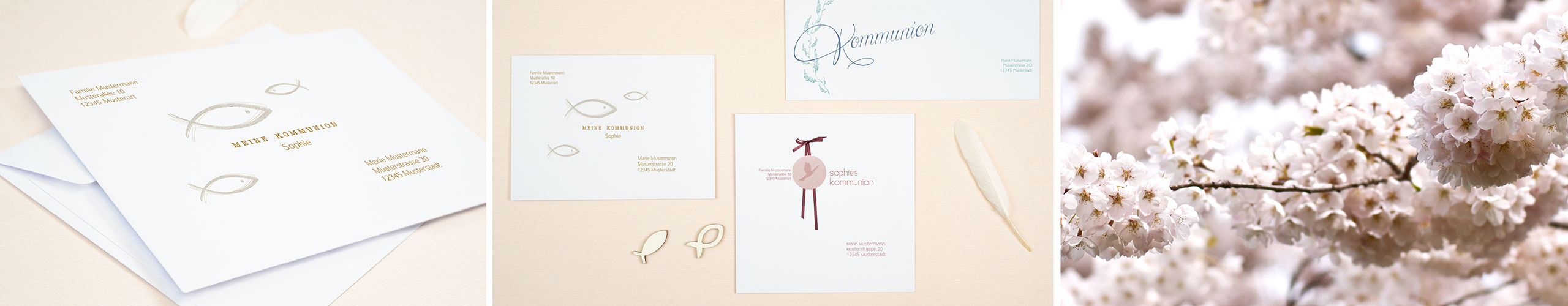 Umschläge für Kommunionskarten jetzt online individuell gestalten Briefumschläge für Kommunionskarten mit verschiedenen Motiven