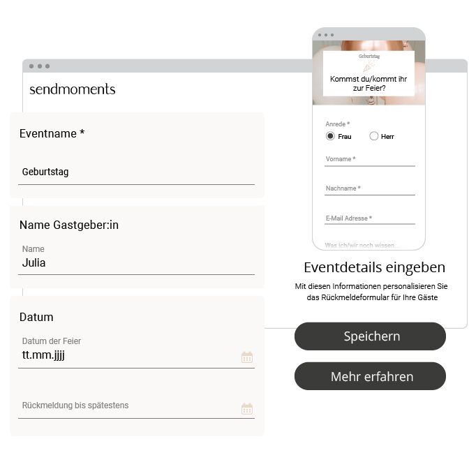 So personalisierst Du Deine digitale Gästeliste Screenshot zur Personalierung der digitalen Gästeliste