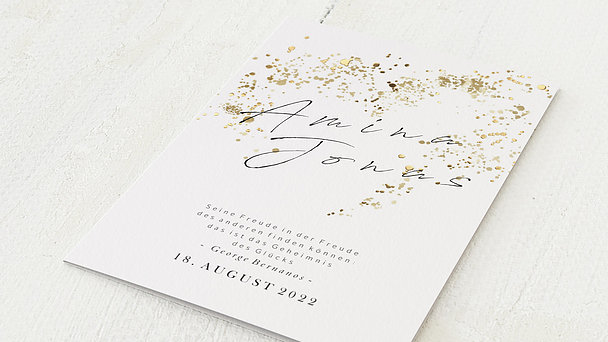 Vertikale Klappkarte 105x148 - Weiß Hochzeitseinladung - Freudensprenkel